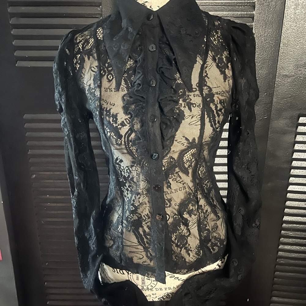 Killstar Valentina Lace Elegant Black Blouse